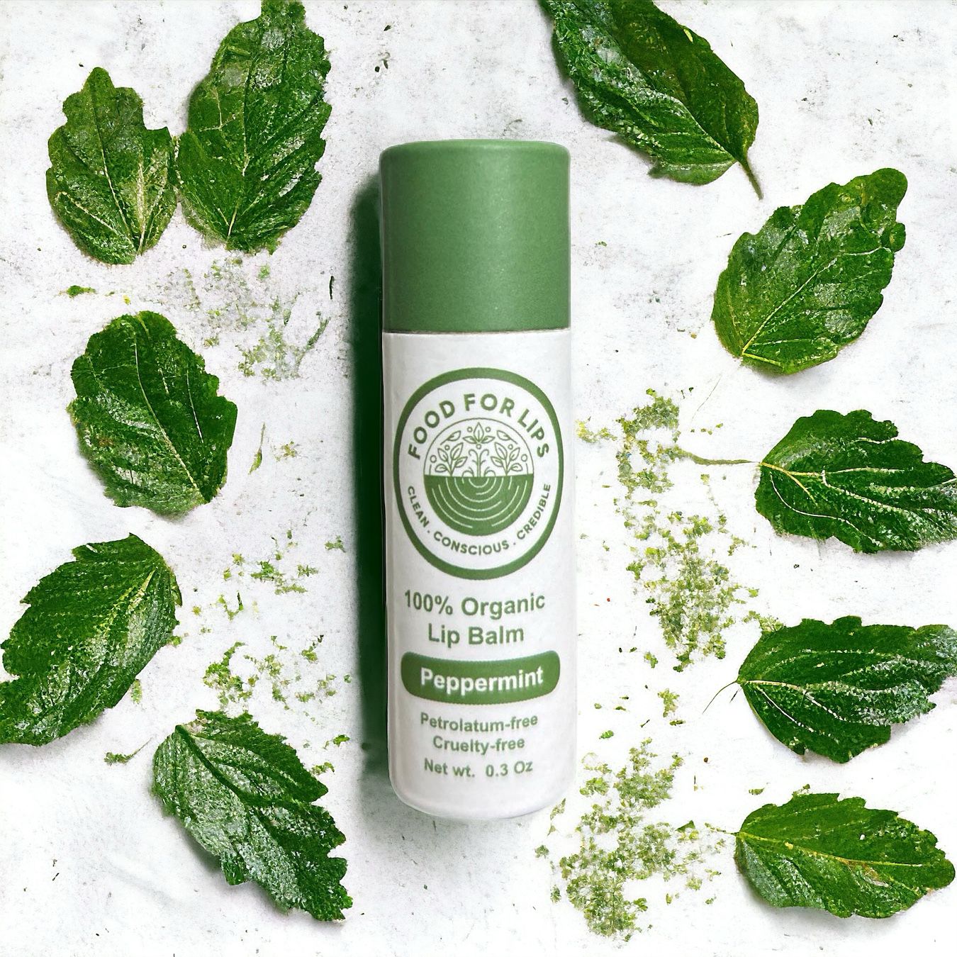 Food For Lips - 100% Organic Lip Balm 0.4Oz (Peppermint)