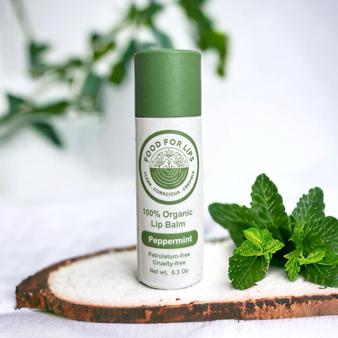 Food For Lips - 100% Organic Lip Balm 0.4Oz (Peppermint)
