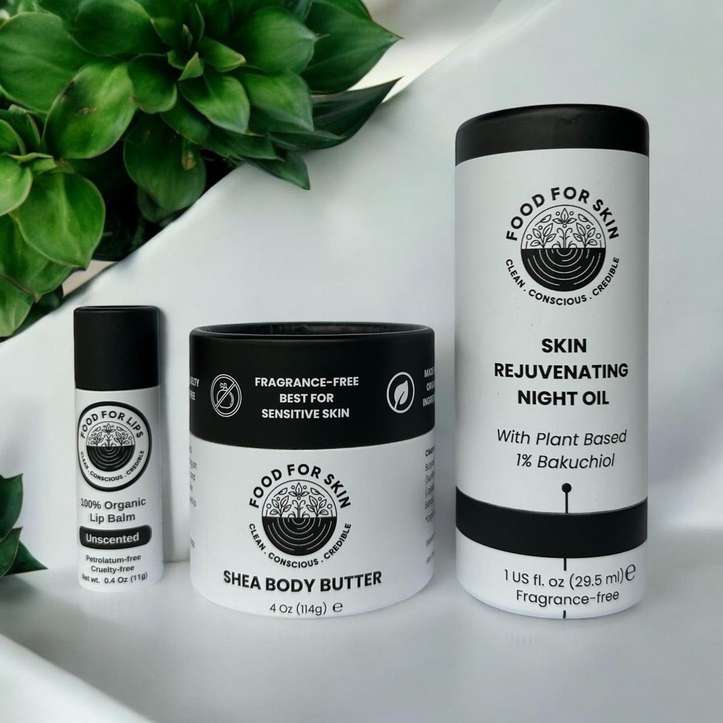 Sensitive Skin Trio Kit (Unscented) - Bakuchiol Face Oil + Shea Body Butter + Lip Balm