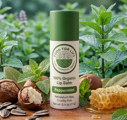 Food For Lips - 100% Organic Lip Balm 0.4Oz (Peppermint)