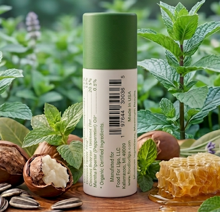 Food For Lips - 100% Organic Lip Balm 0.4Oz (Peppermint)